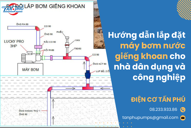 Hướng dẫn lắp đặt máy bơm nước giếng khoan cho nhà dân dụng và công nghiệp